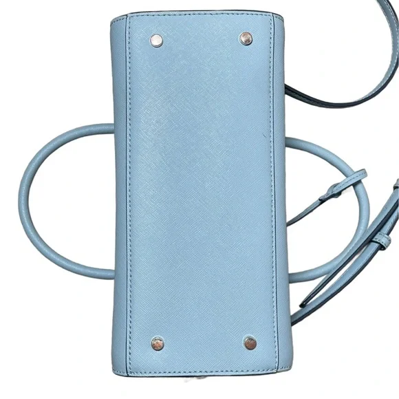 Kate Spade Baby Blue Reiley Medium Dome Saffiano Leather Satchel Crossbody Bag - Picture 4 of 16